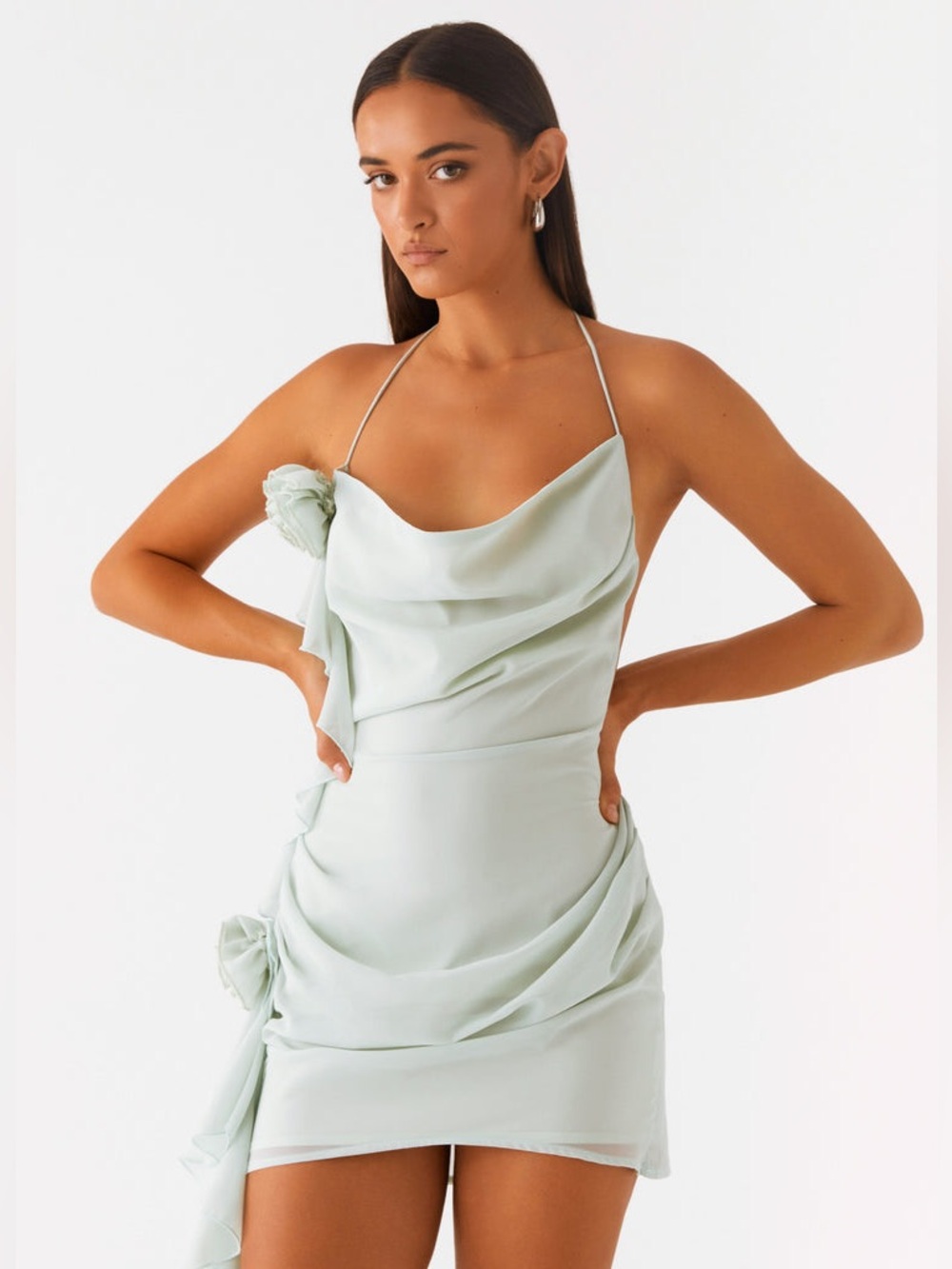 Peppermayo Diedre Rose Strappy Mini Dress - Sage - Size 14